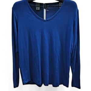 Eddie Bauer Deep Blue Long Sleeve V-Neck Top